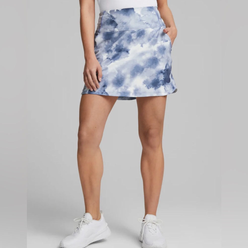 NWOT PUMA Golf Skirt PWRMESH Cloudy Navy White Moisture Wicking 16" Length XXL